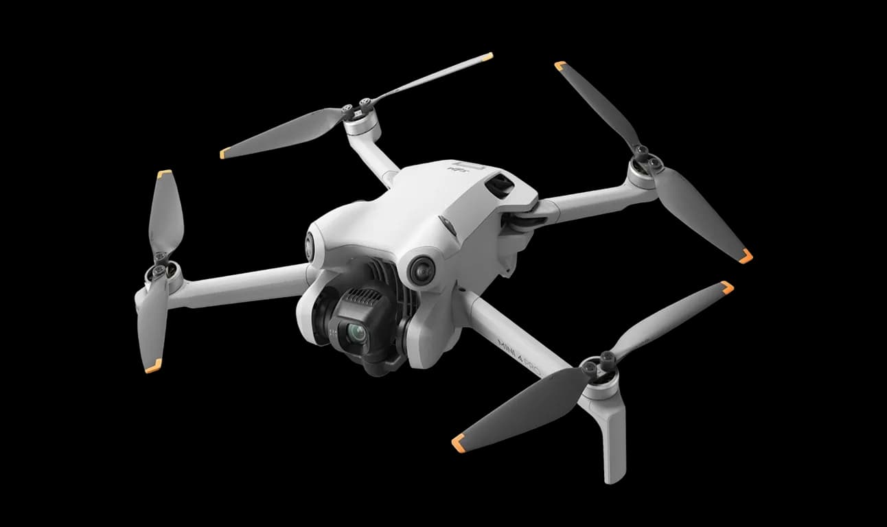 DJI Mavic 3 Pro drone in flight, seen from above