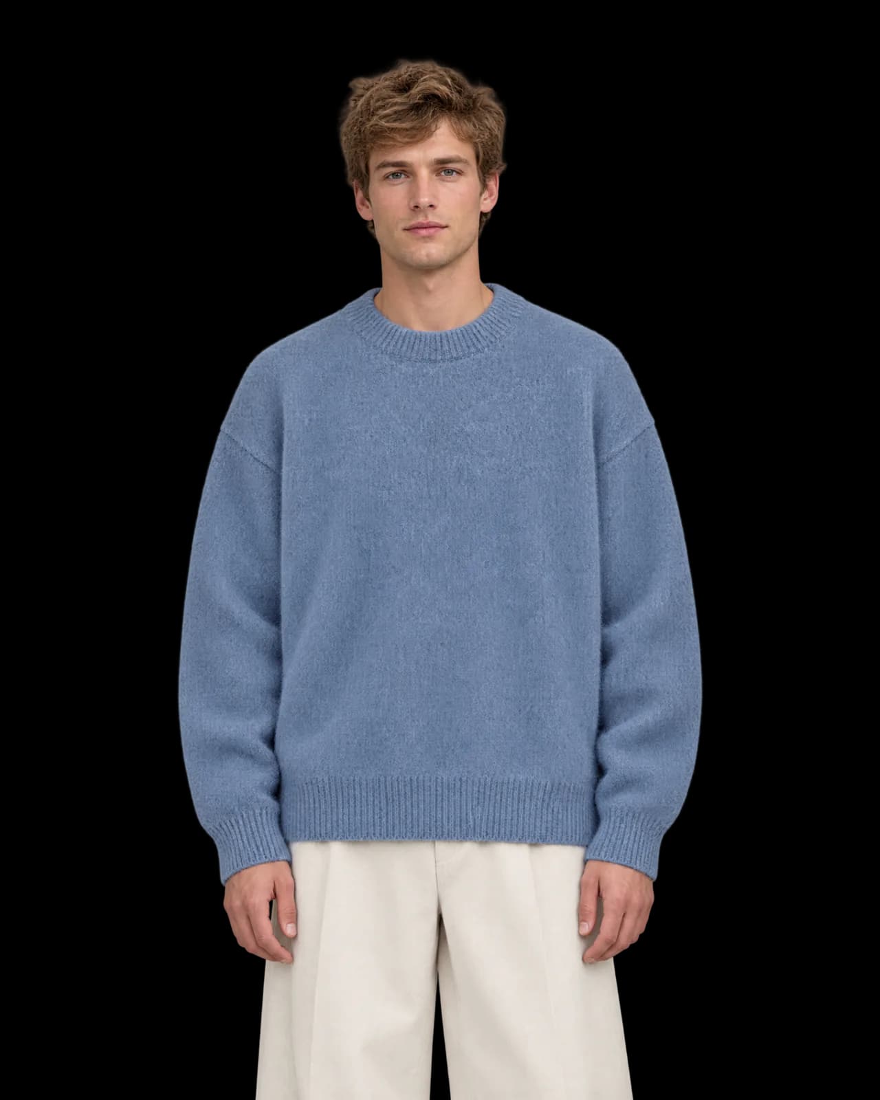 Brushed mohair-blend sweater, Dusty Blue