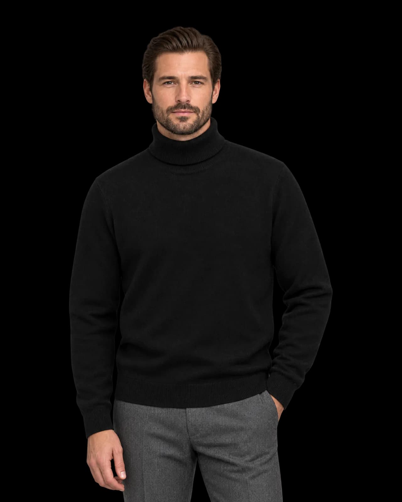 Cashmere roll-neck sweater, Black
