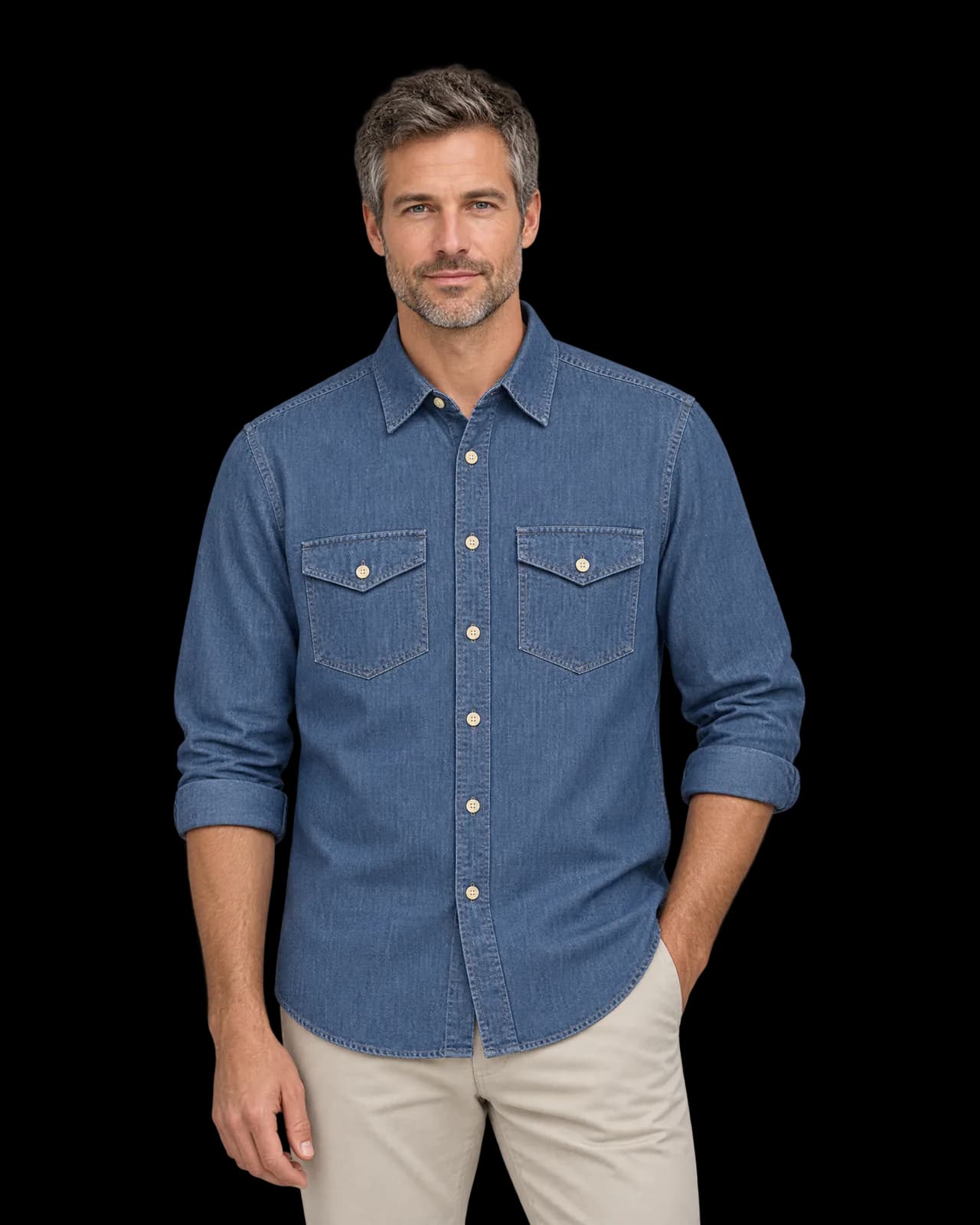 Chambray work shirt, Indigo