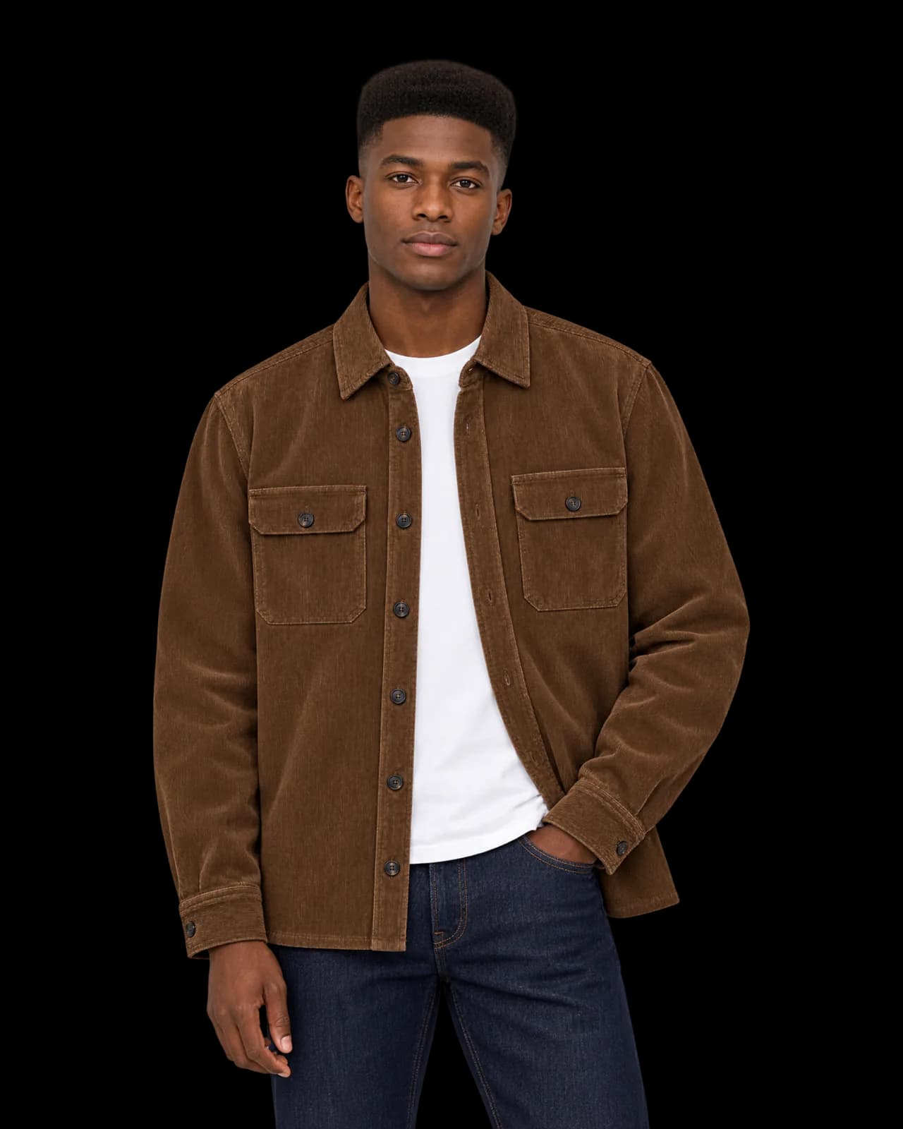 Corduroy overshirt, Tobacco