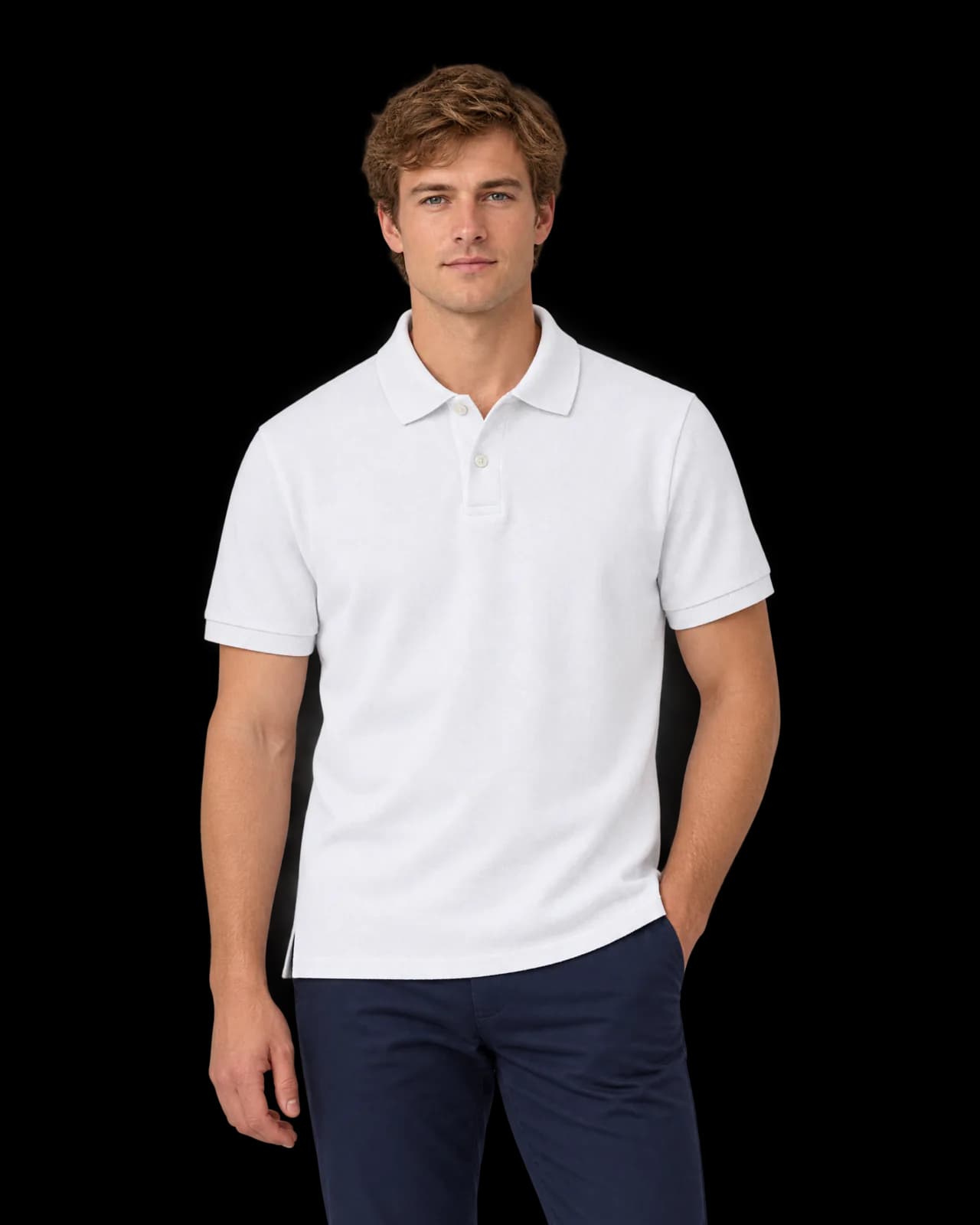 Cotton piqué polo, White
