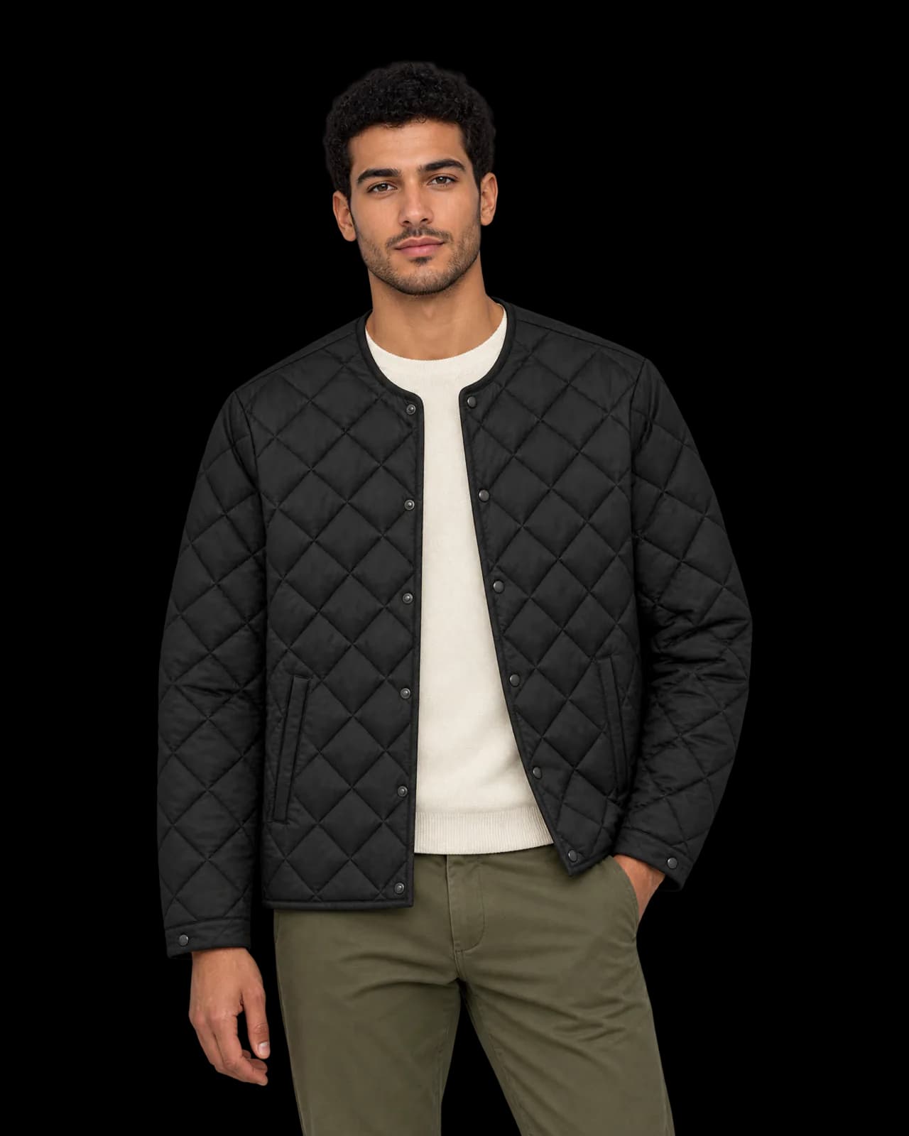 Quilted liner jacket, Black