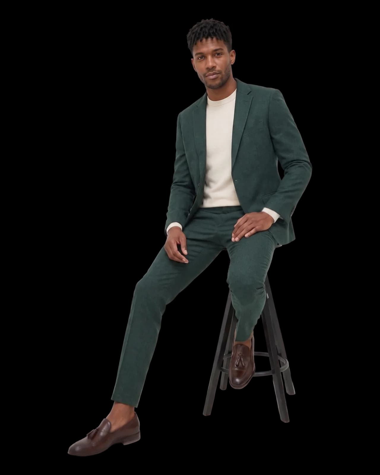 Slim cotton suit, Bottle Green