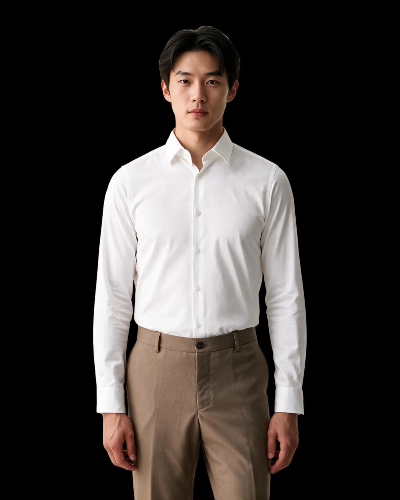 Slim poplin dress shirt, White