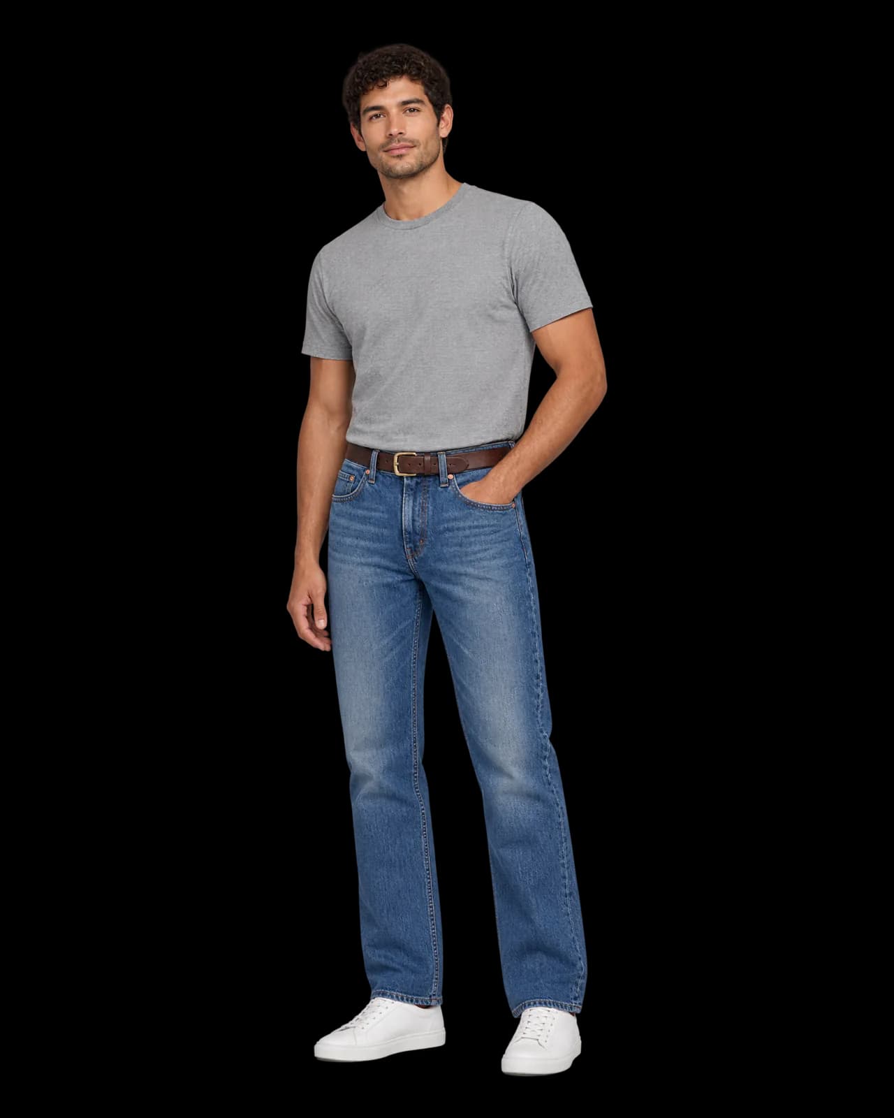 Straight-leg jeans, Mid Wash