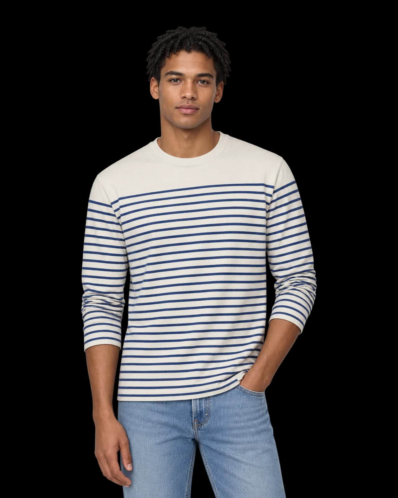 Striped long-sleeve tee, Navy Stripe