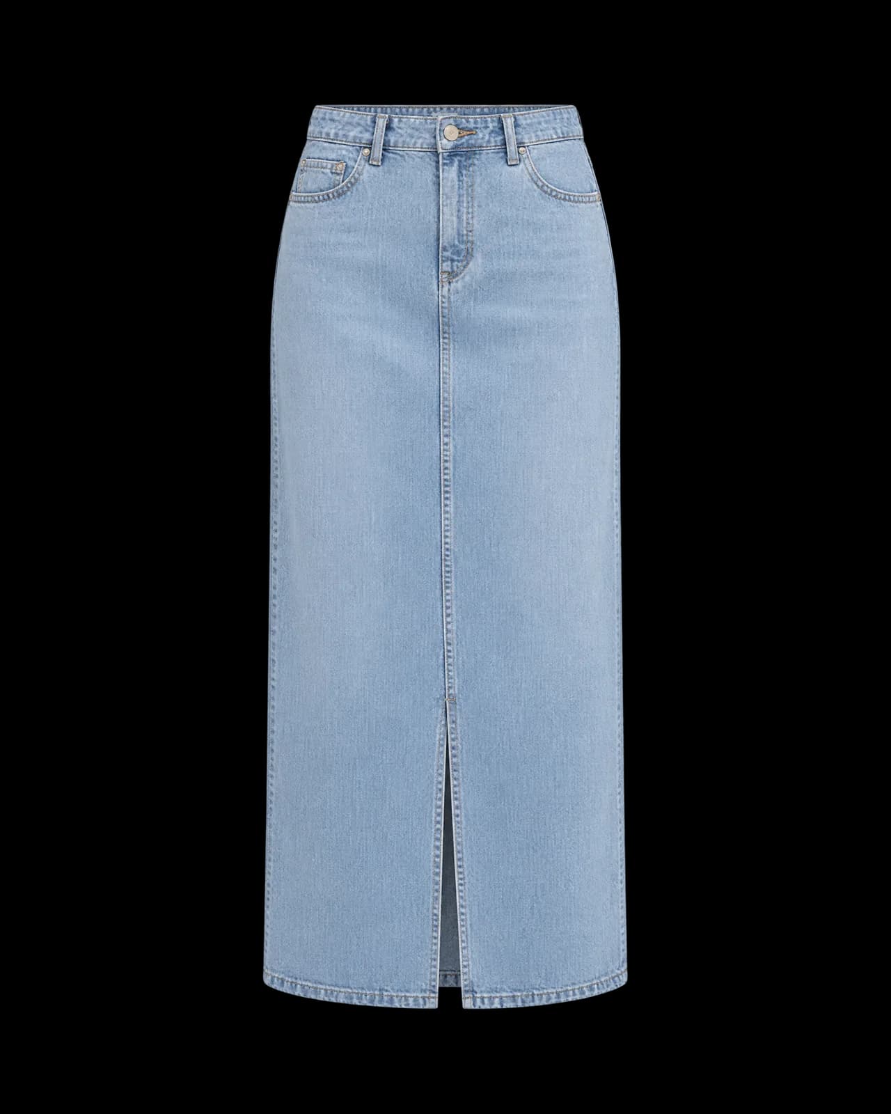 Straight denim midi skirt, Light Wash