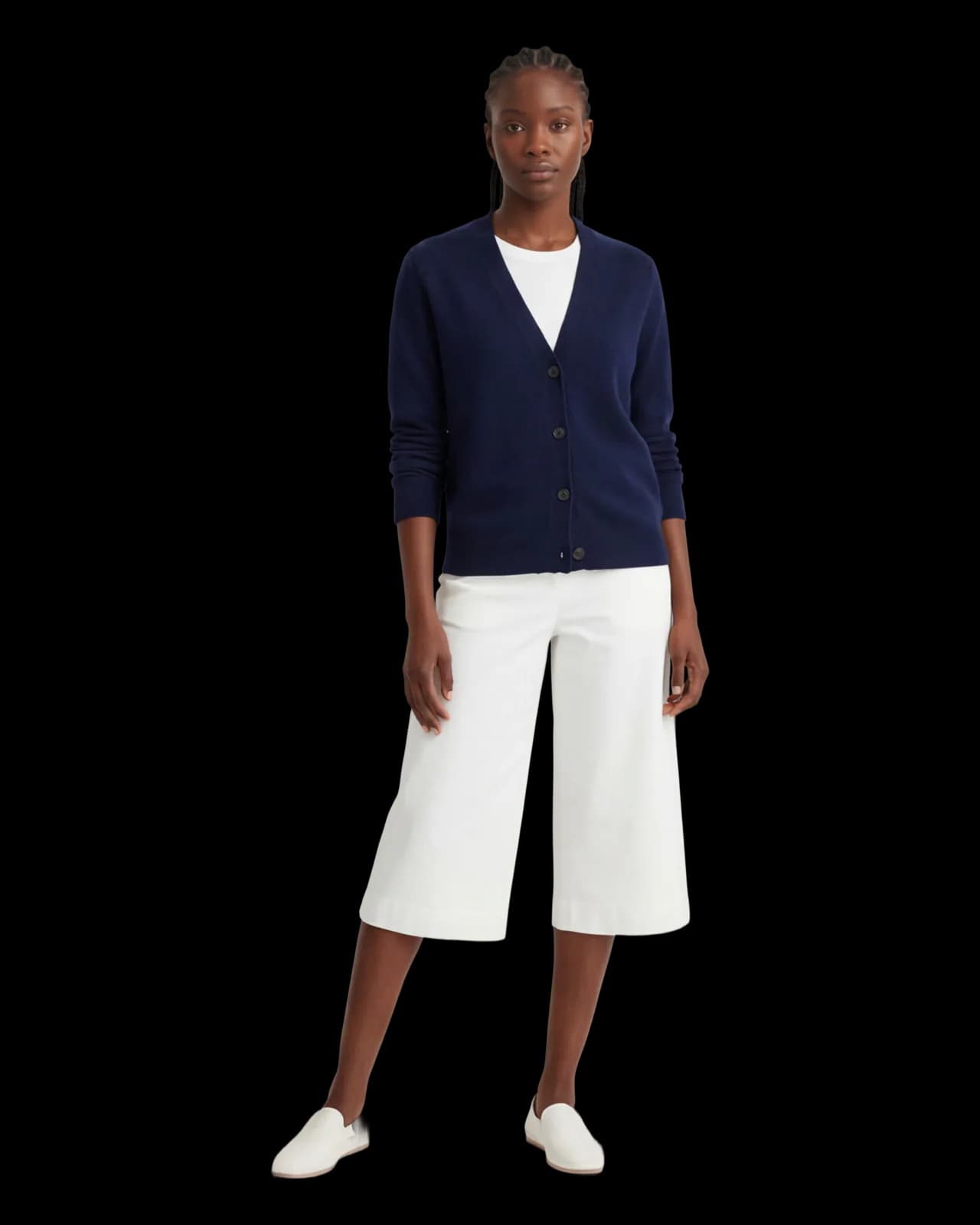 Fitted button-up cardigan, Navy