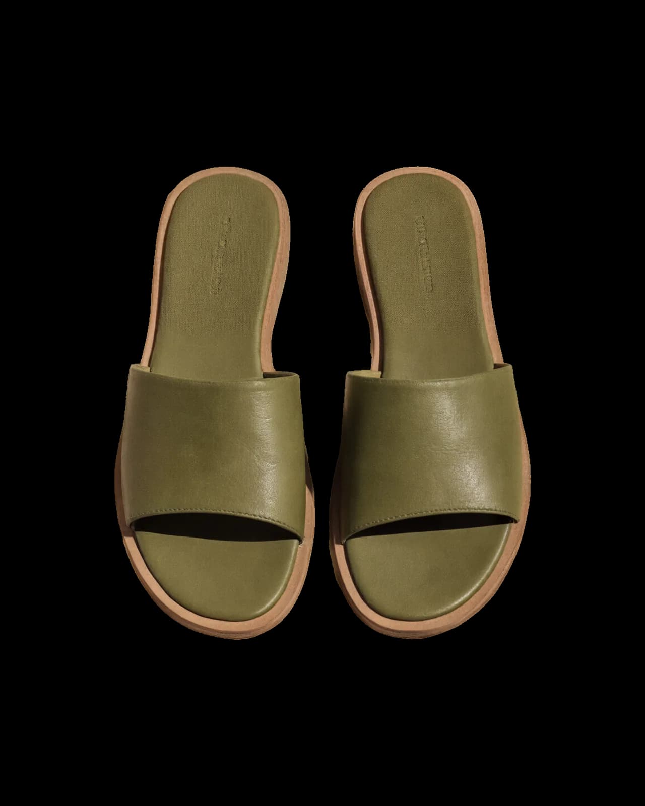 Leather band slides, Olive