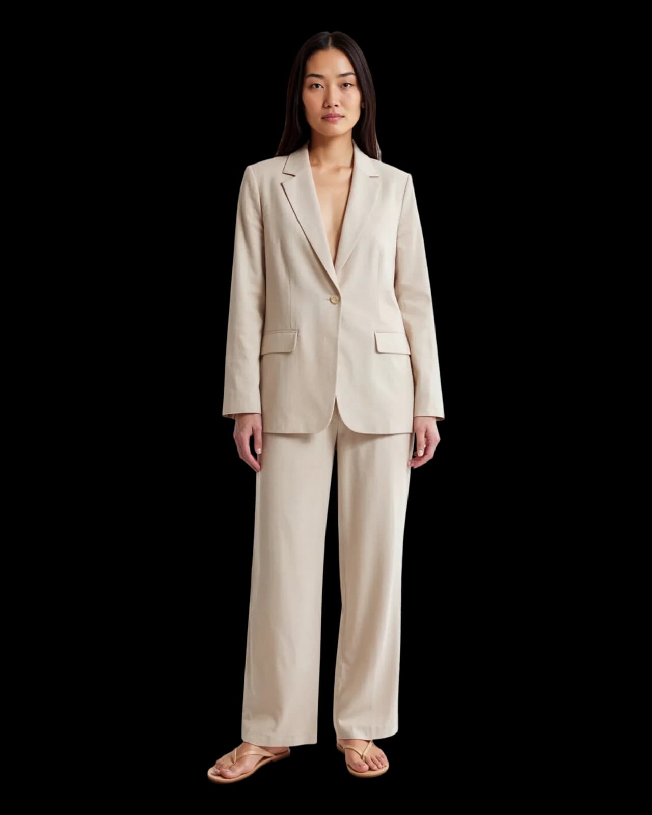 Linen straight trousers, Sand