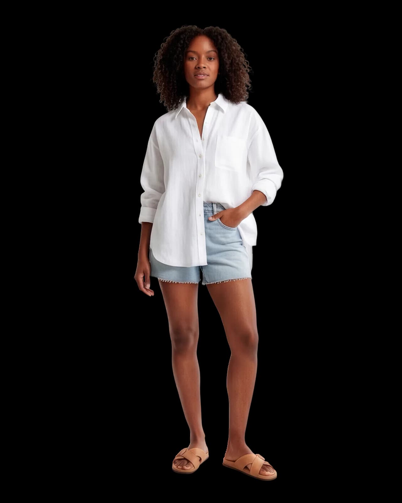 Mid-length denim shorts, Light Wash