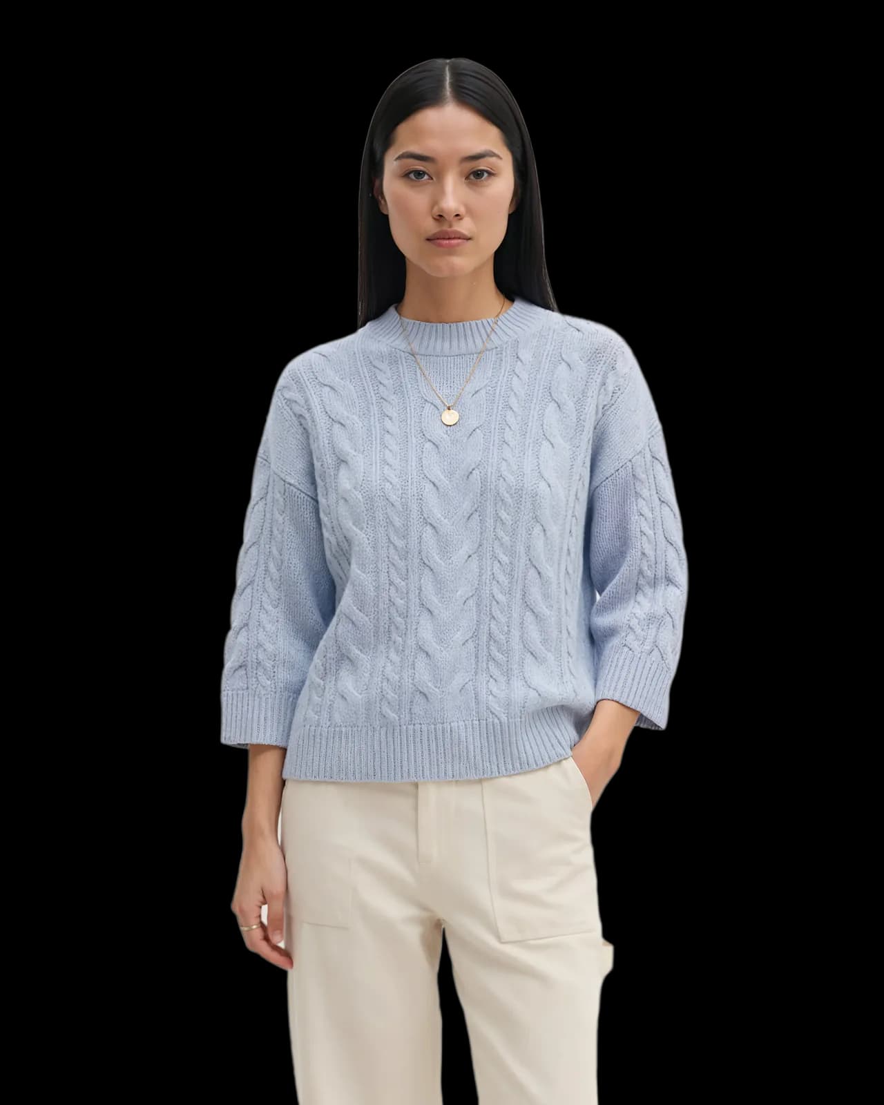Oversized cable-knit sweater, Powder Blue