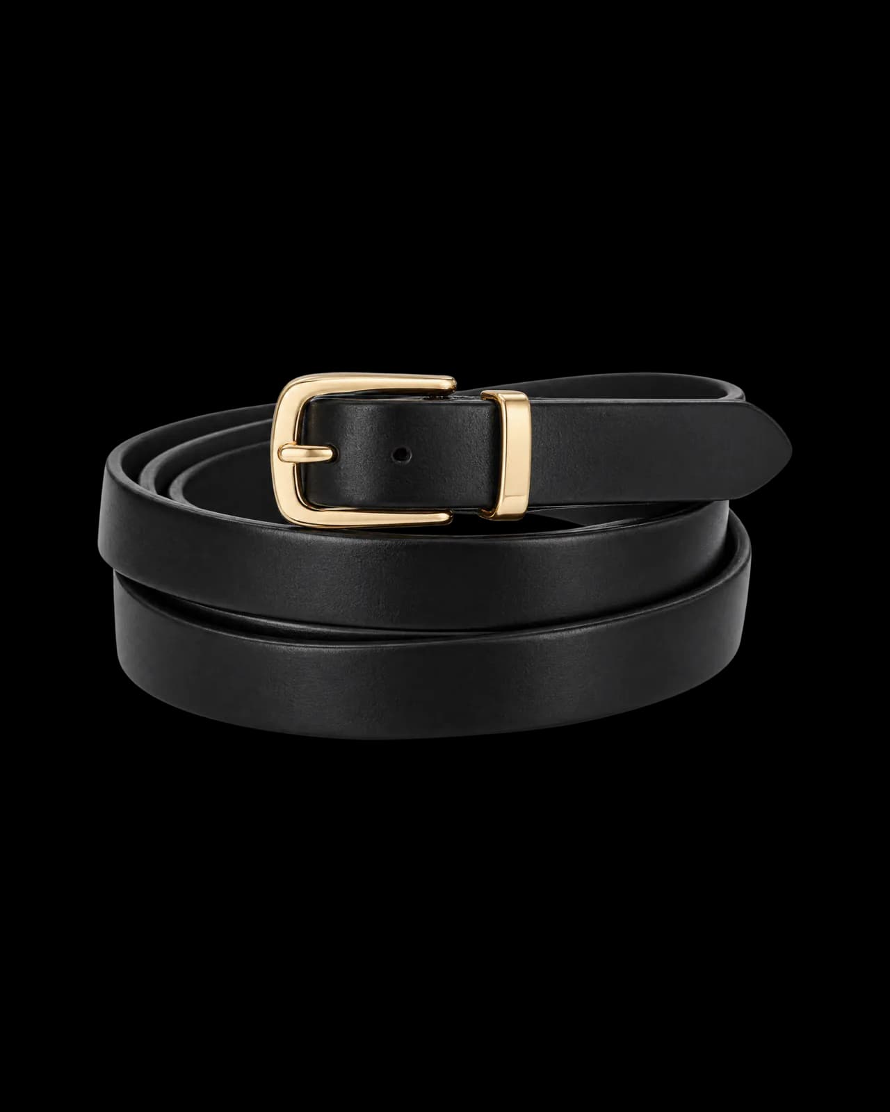 Slim leather belt, Black