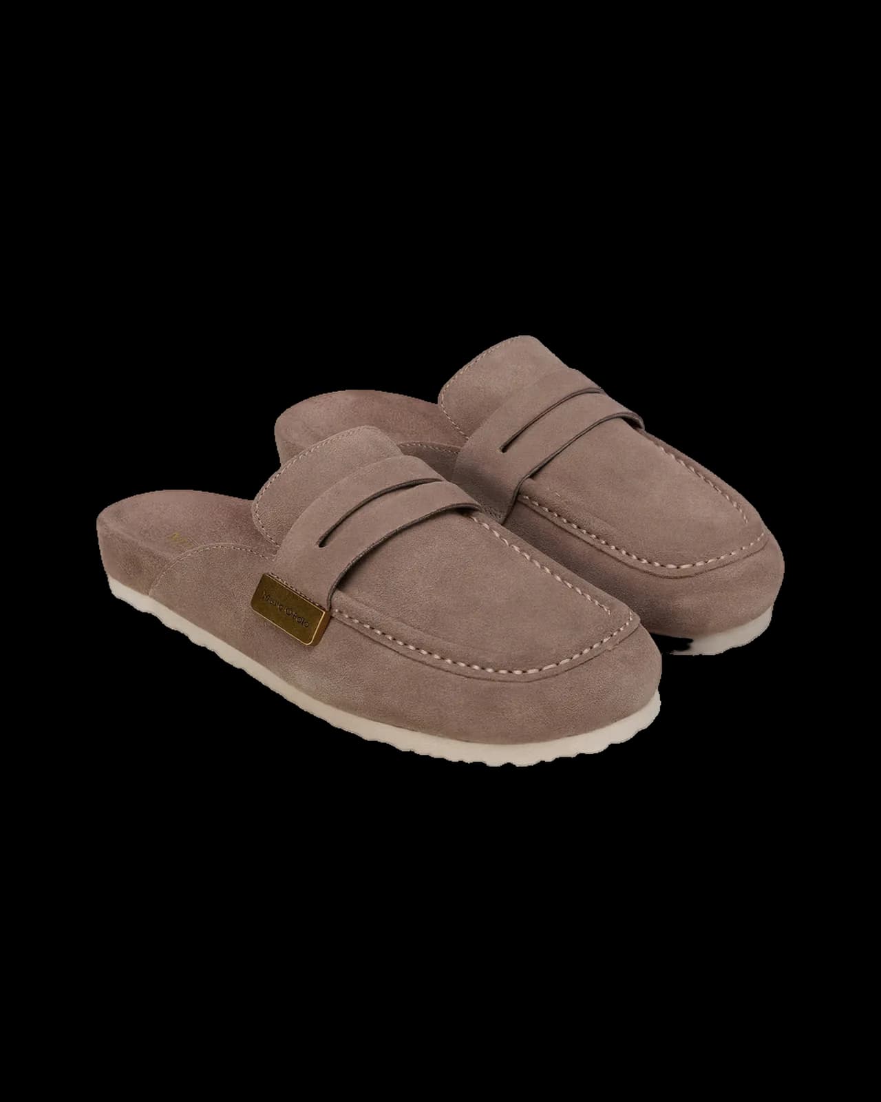 Suede clog mules, Taupe