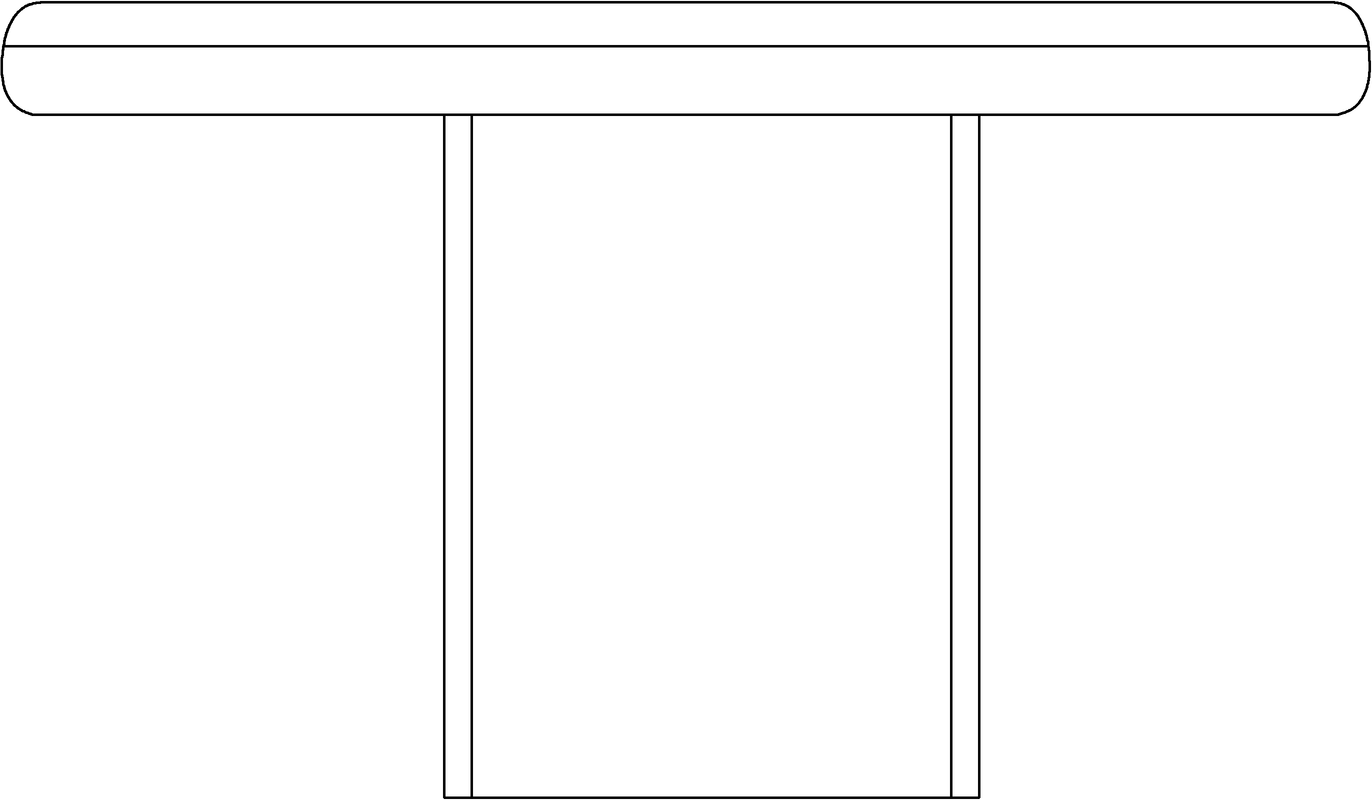Dune coffee table, side view drawing