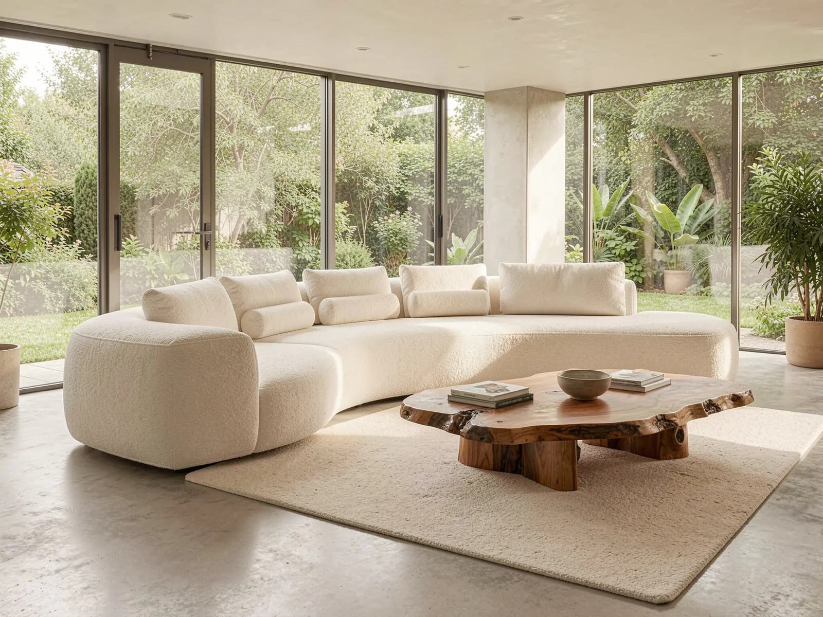 Halo curved sofa, Ivory