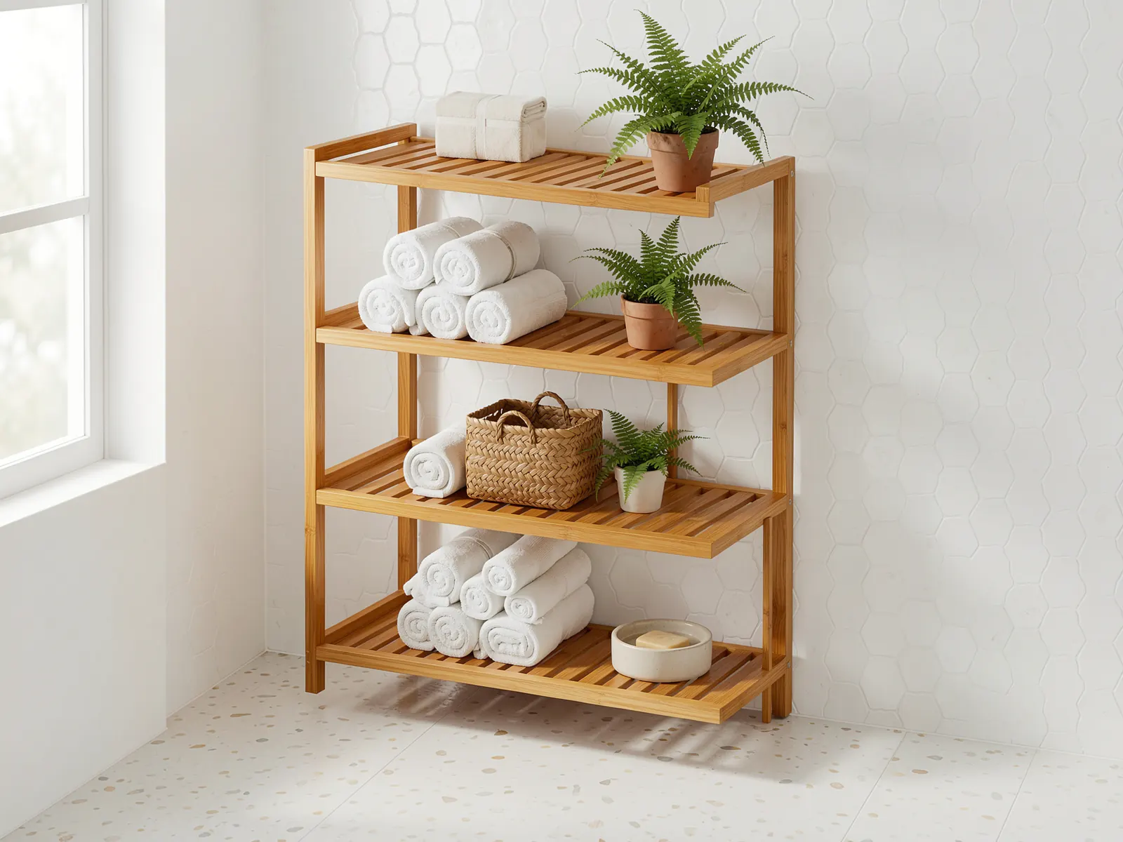 Tiko slatted shelf, Teak
